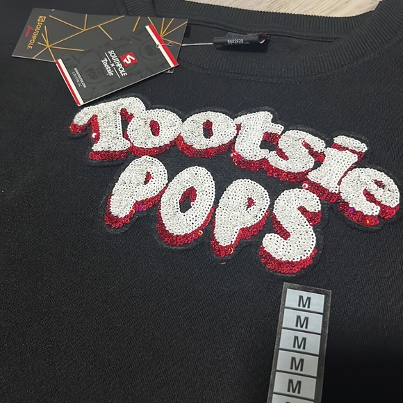 NWT Southpole Medium Tootsie Pops Black Red White Sequin Sweatshirt - Picture 2 of 5